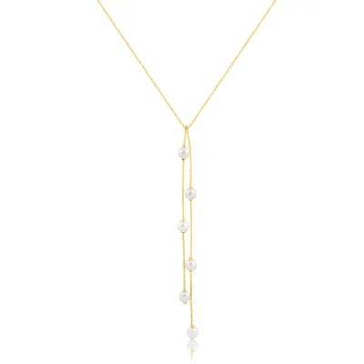 Colar Longo Duplo pendente de pérolas