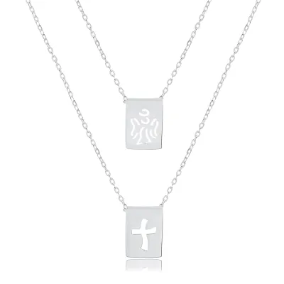 Escapulário Prata Crucifixo e Anjo