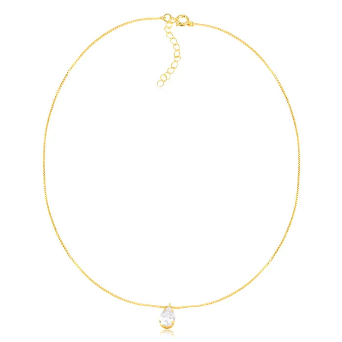 Colar Ponto de Luz Gota Zirconia