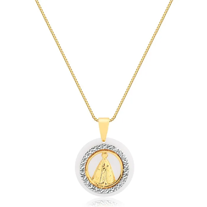 Colar com Pingente Madre Pérola Nossa Senhora médio