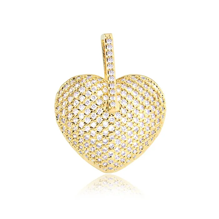 Colar com Pingente de Coração Maciço cravejado