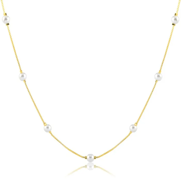 Colar Malha Veneziana com Pérolas