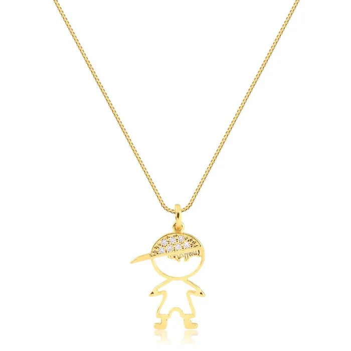 Colar com Pingente Menino com boné