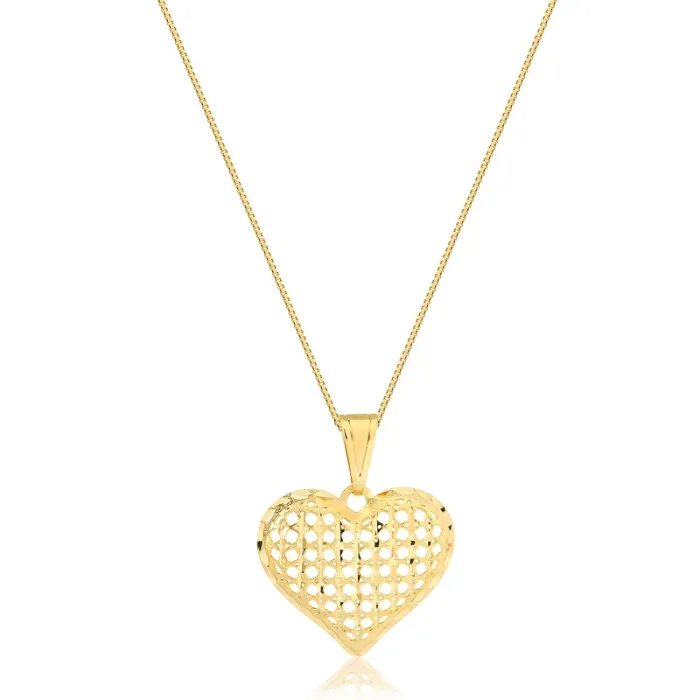 Colar com Pingente de coração diamantado