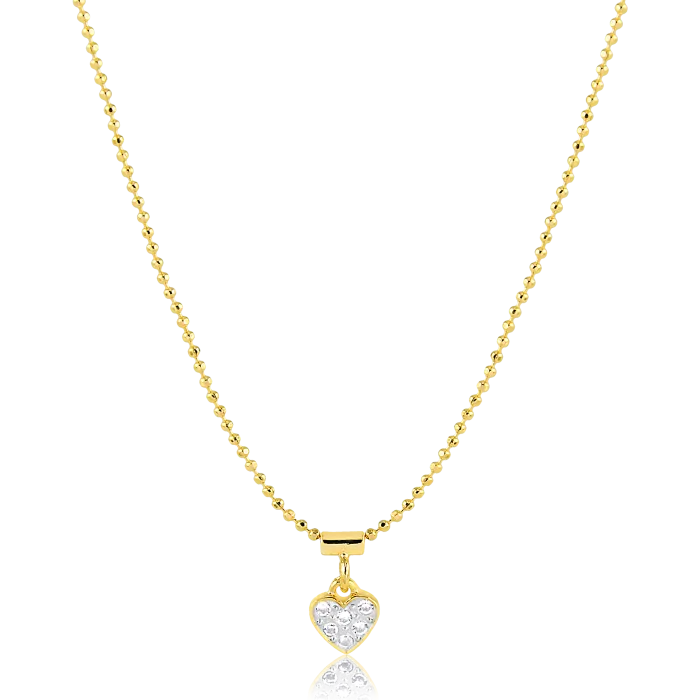 Colar malha ball com pingente canutilho e coração