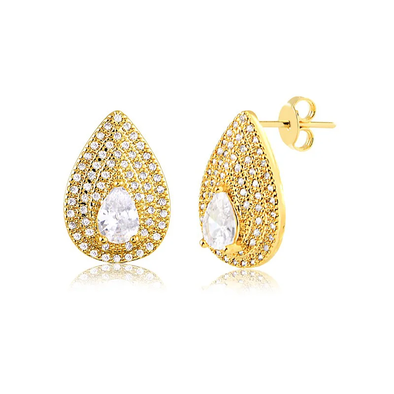 Brinco Formato Gota Micro com zirconia gota maior