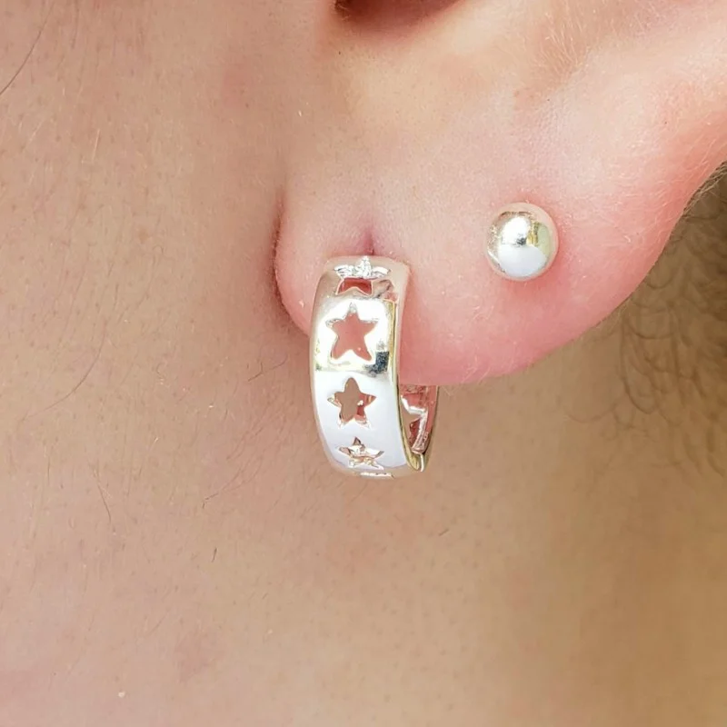 Brinco Articulado de Estrela no Banho Prata
