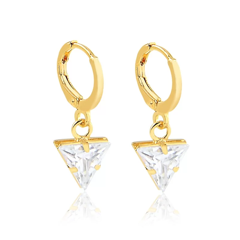 Brinco de Argolinha com Pingente de Zircônia Triangular