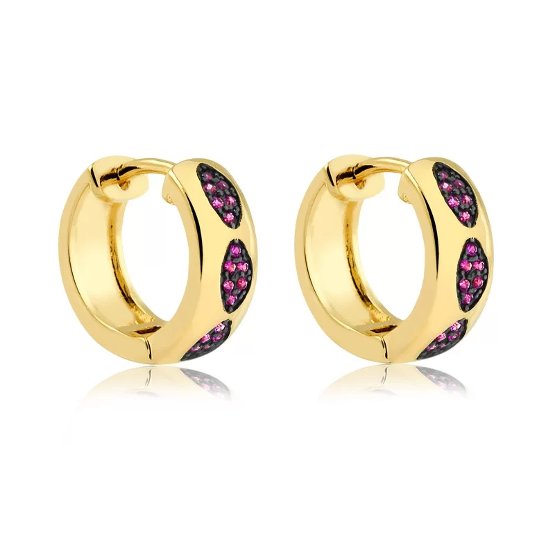 Brinco Articulado com Ródio e Zircônia Rosa