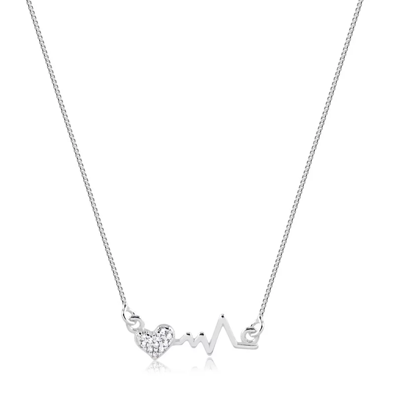 Colar Batimentos com coração em Prata