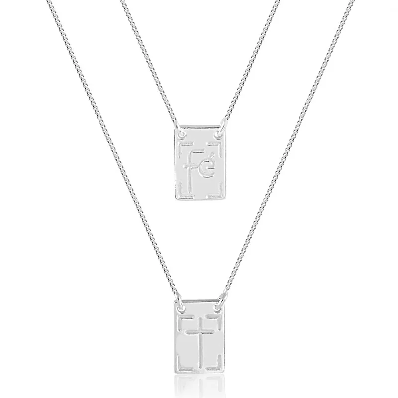 Escapulário Crucifixo e Fé em Prata