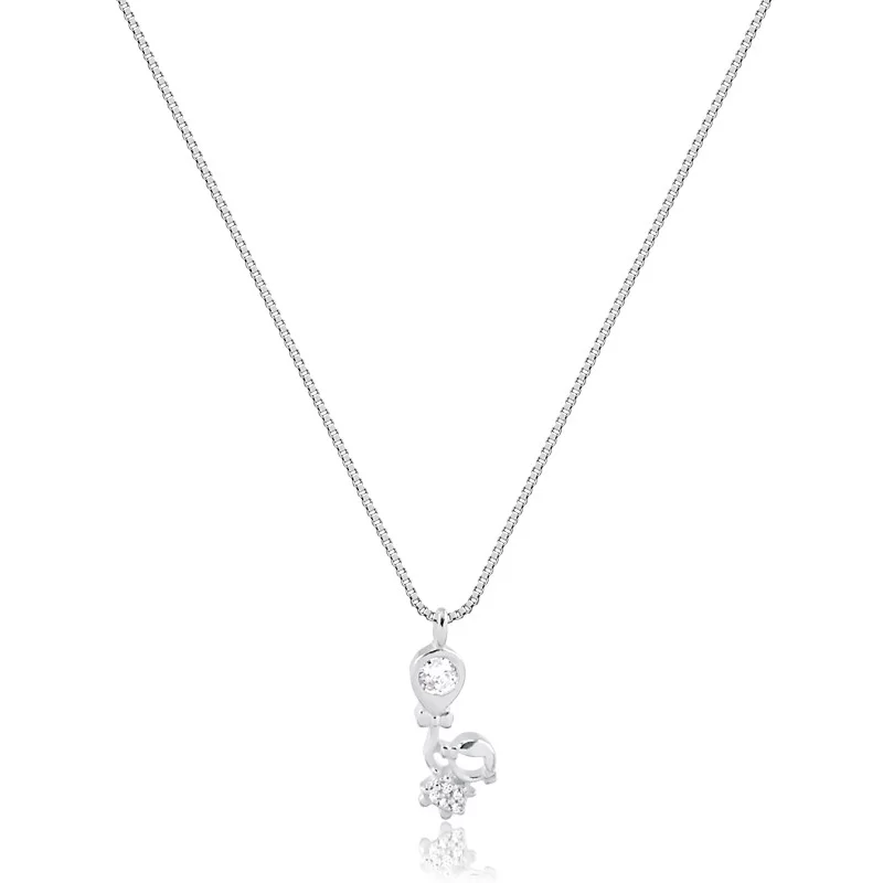 Colar com Menina pendurada no balãozinho em Prata