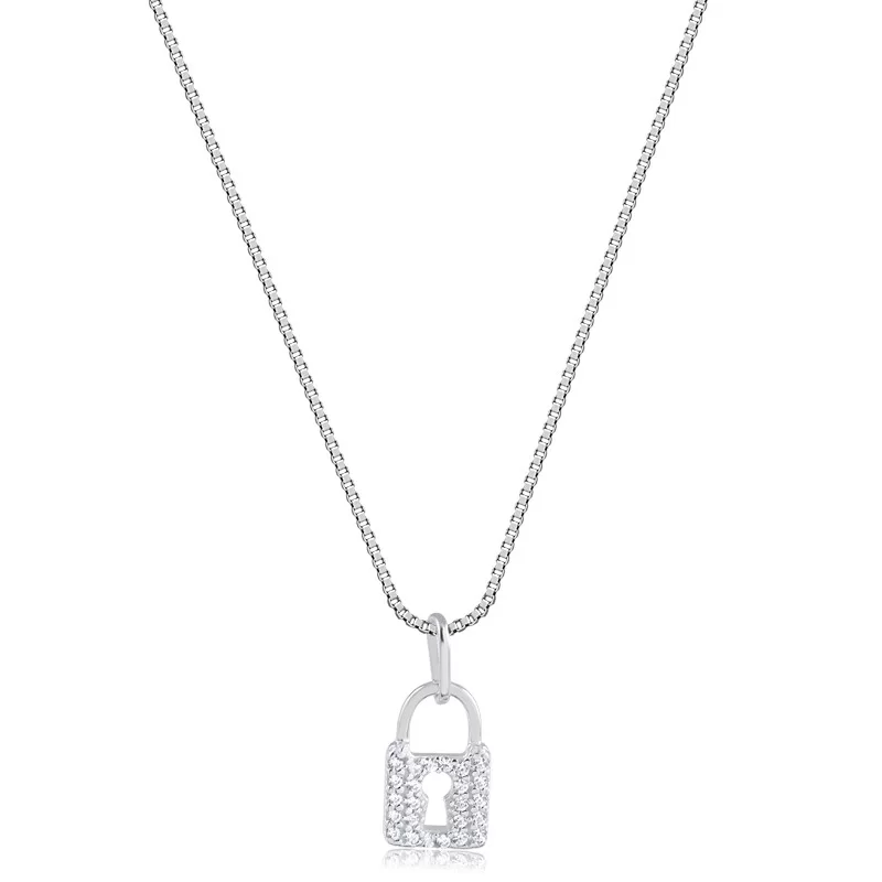 Colar com Ping Cadeado em Prata