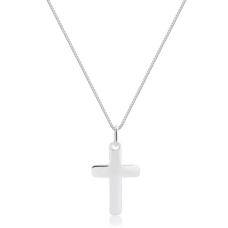 Colar com pingente de Crucifixo reto em Prata
