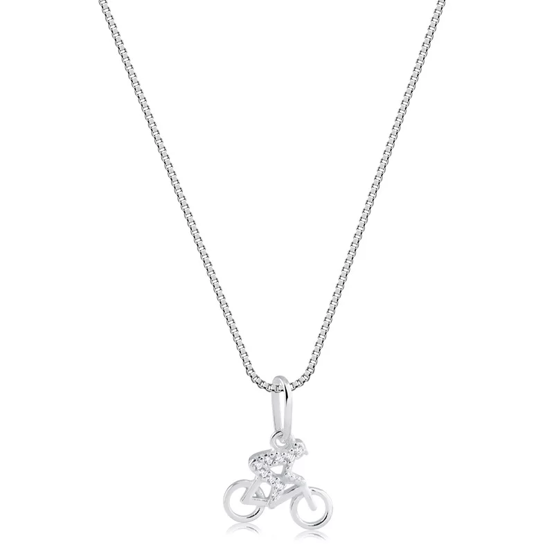 Colar com Pingente Ciclista em Prata