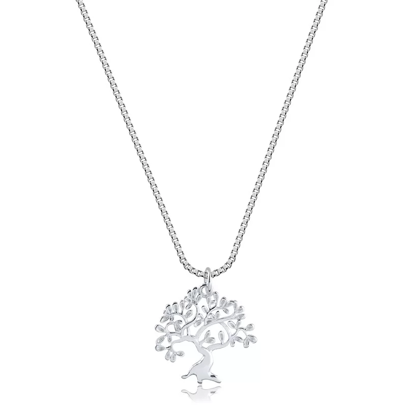 Colar com Pingente de Árvore da Vida Méd. em Prata