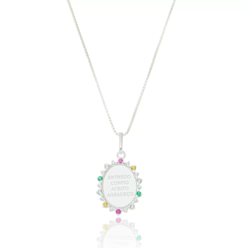 Colar Oponopono com Zircônias em Prata